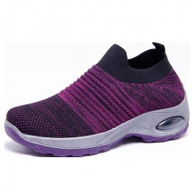 Men's & Women's Wide Width Slip-On Sneakers with Breathable Knit Upper & Rocker Sole - Comfort Walking Shoes Suitable for Gym, Casual, Walking - Durable Cushioned  Sole & PVC Outsole - Easy On/Off (Wide Width Options)