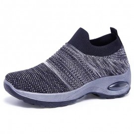 Men's & Women's Wide Width Slip-On Sneakers with Breathable Knit Upper & Rocker Sole - Comfort Walking Shoes Suitable for Gym, Casual, Walking - Durable Cushioned  Sole & PVC Outsole - Easy On/Off (Wide Width Options)