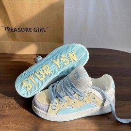 Women'S Chunky Platform Sneakers with Thick Cushioned Sole - Retro Street Style Lace-Up Mid-Top Walking Shoes, EVA Upper & PVC Lining, & Light Casual Comfortable Shoes for Fall, Versatile for Everyday & Semi-Formal Wear, Sneakers for Women