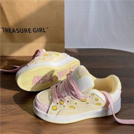 Women'S Chunky Platform Sneakers with Thick Cushioned Sole - Retro Street Style Lace-Up Mid-Top Walking Shoes, EVA Upper & PVC Lining, & Light Casual Comfortable Shoes for Fall, Versatile for Everyday & Semi-Formal Wear, Sneakers for Women