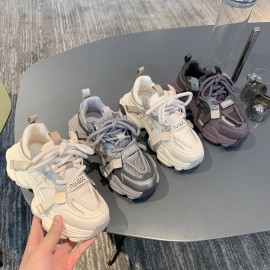 Women'S Mesh Platform Sneakers | Spring New, All-Match, Hot, Small Height Increasing, Casual, Low Top, Slip-on Closure, Solid Color, Fabric Upper and Inner