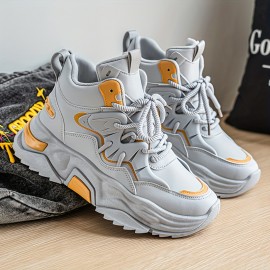 High Top Casual Shoes | New Versatile Fashion Men'S Shoes, Men'S Streetwear Sneakers, Winter Warm Fleece Lined Anti-Slip Shoes, Retro Chunky German Army Trainers, Outdoor Work Boots, Upper and Sole, Fabric Inner, Lace Closure