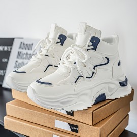 High Top Casual Shoes | New Versatile Fashion Men'S Shoes, Men'S Streetwear Sneakers, Winter Warm Fleece Lined Anti-Slip Shoes, Retro Chunky German Army Trainers, Outdoor Work Boots, Upper and Sole, Fabric Inner, Lace Closure