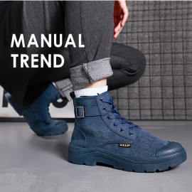 Boots, Street Fashion Sneakers, Spring Autumn High Quality Anti-Slip Work Boots, Men's Casual High-Top Shoes, Lightweight Outdoor City Commuter Wear