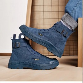 Boots, Street Fashion Sneakers, Spring Autumn High Quality Anti-Slip Work Boots, Men's Casual High-Top Shoes, Lightweight Outdoor City Commuter Wear