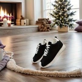 Men'S Fashion Casual Sneakers | Comfortable Non-Slip Thick Sole, All-Season Durable Lace-Up Shoes, Faux Upper, PVC Sole, Fabric Inner, Round Toe, Low Top