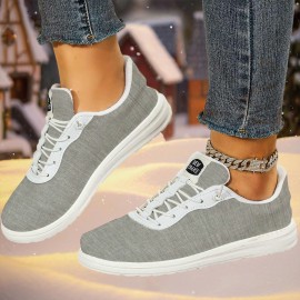 Men's & Women's Low-Top Lace-Up Sneakers with Arch Support - Minimalist Casual Shoes, Breathable Fabric Upper, Cushioned TPR Sole Suitable for All-Season Wear - Unisex Trainers for Gym, Office, Travel & Daily Use (Round Toe)