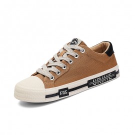 Men'S Canvas Shoes, Spring New | Korean Style, Trendy, Comfortable, Low-top Flat, Versatile Casual Shoes, Rubber Sole, Fabric Inner, Lace Closure, Round Toe