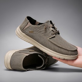 Men's Canvas Shoes with Straps, Loafers, Flat Casual Shoes, Breathable