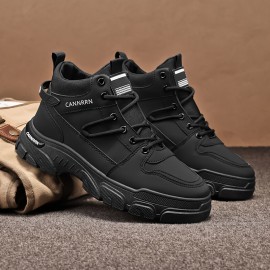 Casual Work Shoes for Men, Designed As Fashionable Boots That Are Breathable And. Made with Faux, Featuring a PVC Sole And EVA Insole, They Have a Round Toe And a Lace-Up Style. These Mid-High Tube Boots Are Perfect for Running, Hiking