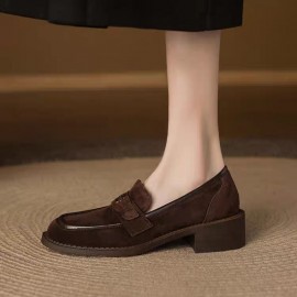 Women'S Loafers | Rustic Round Toe Block Heel Shoes | Versatile Moccasins with Floral Lined Comfort | Fall & Winter Wear, Women Shoes