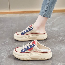 Half-Slip Women'S Shoes | Closed-Toe Backless Lazy Shoes Summer Women'S Sneakers | EVA Material, Solid Color, Platform Heel, Women Shoes