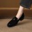 Women's Genuine Sheepskin Loafers with Thick Mid-Heel & Fringe Detail - Round Toe Korean Style, Sole & Outsole - Hand Washable (Compatible with Korean Fashion), Women Shoes
