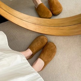 Five Colors Women'S Mules Half-Wrapped | Comfortable Casual Versatile, Suitable for Commuting and Walking, Flat Heel, Plain Toe, All-season Fabric Upper and Sole