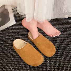 A Pair of Four Seasons Women's Closed-Toe Shoes, Home Slippers, Slip-On Mules, Thickened Insoles, -Lined and Thickened, Comfortable and Simple Casual, Suitable for Autumn and Winter, Women Shoes