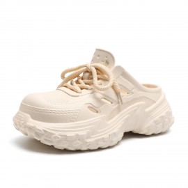 New Style Clog Shoes Thick Sole Height Increasing Outdoor Couple Style Closed Toe Shoes Non-Slip Breathable Fashion Versatile Lazy Half Slippers, Women Shoes