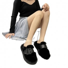 Women'S Winter Fuzzy Clogs | Platform Outdoor Slides Warm House Shoes Non-Slip Thick Sole faux fur Boots | Casual Style, Solid Color, Fabric Upper, Sole