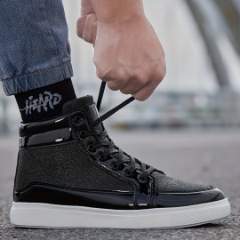 Sneakers, A Pair Of Fashionable And Trendy High Top Casual Sports Shoes for All Seasons, with A Neutral And Fashionable Casual Shimmering Glitter Upper, Suitable for Casual Running And Hiking. High Top Classic Skateboard Shoes, Versatile Lightweight