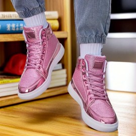 Sneakers, A Pair Of Fashionable And Trendy High Top Casual Sports Shoes for All Seasons, with A Neutral And Fashionable Casual Shimmering Glitter Upper, Suitable for Casual Running And Hiking. High Top Classic Skateboard Shoes, Versatile Lightweight
