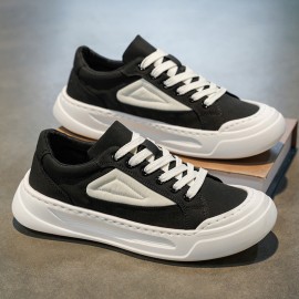New Men's Low-Top Canvas Shoes - Platform Breathable Casual Sneakers, Student Versatile Round-Toe Design with Slip- Vulcanized Sole