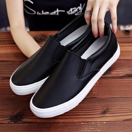 Slip-On Sneakers - Slip-On Closure, Synthetic Upper & Cushioned Rubber Sole - Minimalist White Shoes for Men, Women, Teens - Everyday, Formal, Dance - Easy Slip-On Design - Unisex Casual Shoes, Unisex Slipons, Everyday Footwear, Dance Footwear