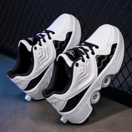 Men'S Fashion Sports Roller Skates | New Invisible Four-Wheel Retractable Skates, Unisex, Low-Top EVA with Fabric Inner and Sole, Round Toe