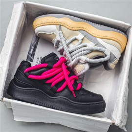 Men'S & Women'S Chunky Platform Sneakers - Korean Retro Style Wide Width Shoes with Thick EVA Sole, Low-Top Round Toe & Lace-Up Closure, /Pink Colorway - All-Match Casual Footwear for Spring/Fall, Versatile for Everyday & Statement Outfits