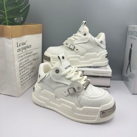 Sneakers, New Bread Shoes with Thick Sole and Height Increasing Versatile White Men's Board Shoes