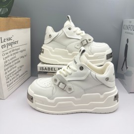 Sneakers, New Bread Shoes with Thick Sole and Height Increasing Versatile White Men's Board Shoes