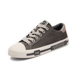 Men'S Canvas Shoes, Spring New | Korean Style, Trendy, Comfortable, Low-top Flat, Versatile Casual Shoes, Rubber Sole, Fabric Inner, Lace Closure, Round Toe