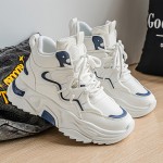 High Top Casual Shoes | New Versatile Fashion Men'S Shoes, Men'S Streetwear Sneakers, Winter Warm Fleece Lined Anti-Slip Shoes, Retro Chunky German Army Trainers, Outdoor Work Boots, Upper and Sole, Fabric Inner, Lace Closure