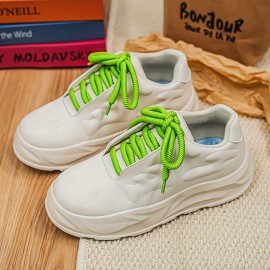 Men's Platform Sneakers - Lightweight Breathable Cushioned Shoes with Thick Shockproof Sole, Anti-Slip Platform for Running, Gym, Skateboarding & Casual Wear - Low-Top Training Sneakers Suitable for Year-Round Use