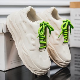 Men's Platform Sneakers - Lightweight Breathable Cushioned Shoes with Thick Shockproof Sole, Anti-Slip Platform for Running, Gym, Skateboarding & Casual Wear - Low-Top Training Sneakers Suitable for Year-Round Use