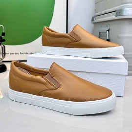 Men'S & Women'S Slip-On White Sneakers - Low-Top Round Toe Casual Dance Shoes with Soft Rubber Sole, Breathable Faux Upper & Arch Support