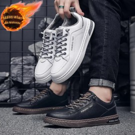 Winter Hot-Selling White Sneakers | Trendy Warm Thickened Padded, Low Top, Slip-On, Suitable for Both Men and Women