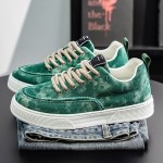 Men's Vintage Sneakers Low-Top Canvas Shoes - Classic American Retro Plaid & Solid Color Lace-Up Round Toe Casual Athletic Wear, Breathable Sole Skate Shoes for Streetwear ( Cushioning) - Versatile Footwear Kicks for